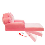 Kids' Storage Bench Foldable Animal Design Padded Velour Seat