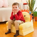 Kids' Storage Bench Foldable Animal Design Padded Velour Seat