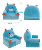 Kids' Storage Bench Foldable Animal Design Padded Velour Seat
