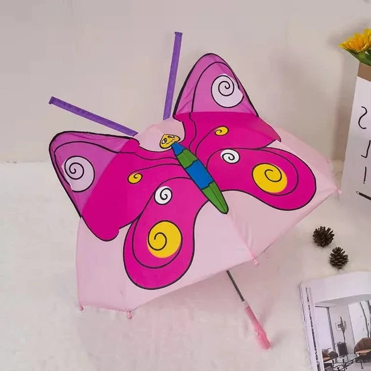 Kids Umbrella Manual Open Rounded Tips Colorful Canopy