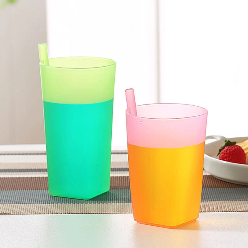 Kids Water Bottle Built-In Straw Compact Size