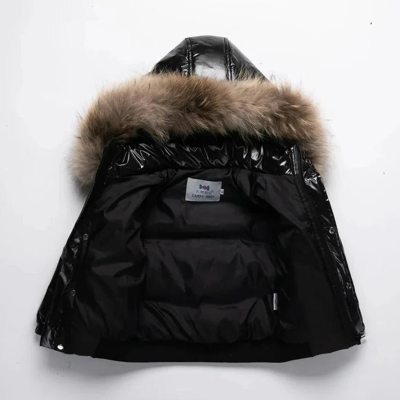 Kids Winter Parka Down-Insulated Water-Resistant Fur-Trimmed Hood