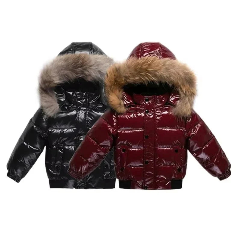 Kids Winter Parka Down-Insulated Water-Resistant Fur-Trimmed Hood