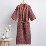Kimono Bathrobe Organic Cotton Reversible Two-Tone Design