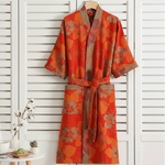Kimono Bathrobe Organic Cotton Reversible Two-Tone Design