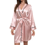 Kimono Satin Finish V-Neck Adjustable Belt