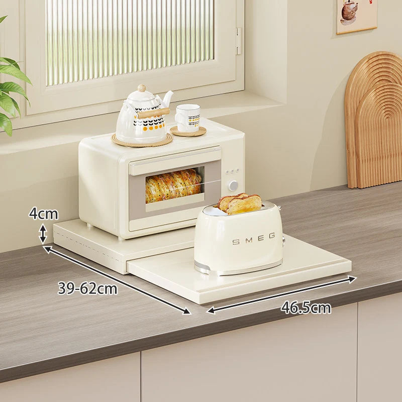 Kitchen Appliance Organizer Adjustable Pull-Out Platform With Storage Drawer