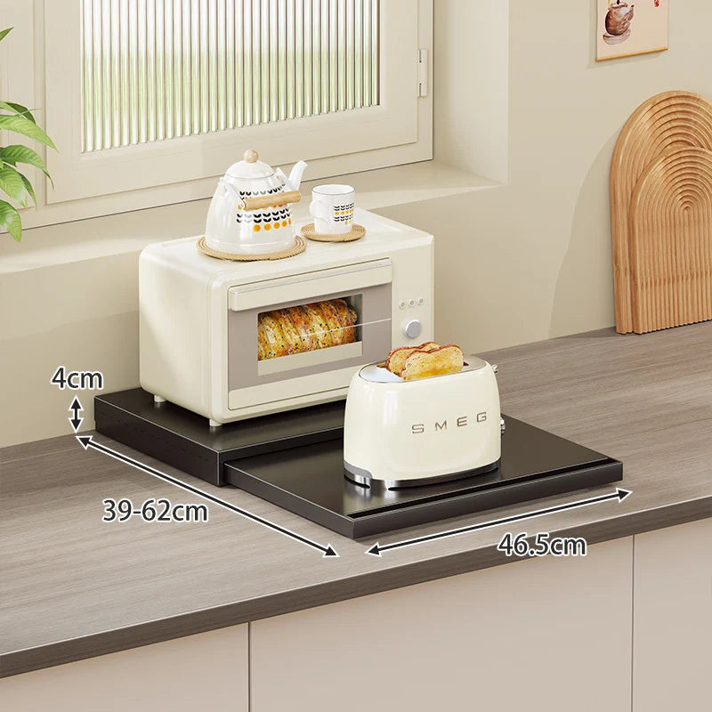 Kitchen Appliance Organizer Adjustable Pull-Out Platform With Storage Drawer