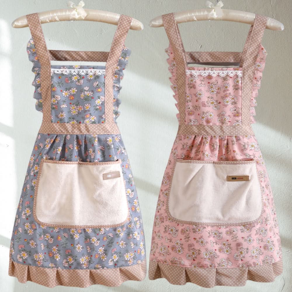Kitchen Apron Waterproof Oil-Resistant Adjustable With Pockets