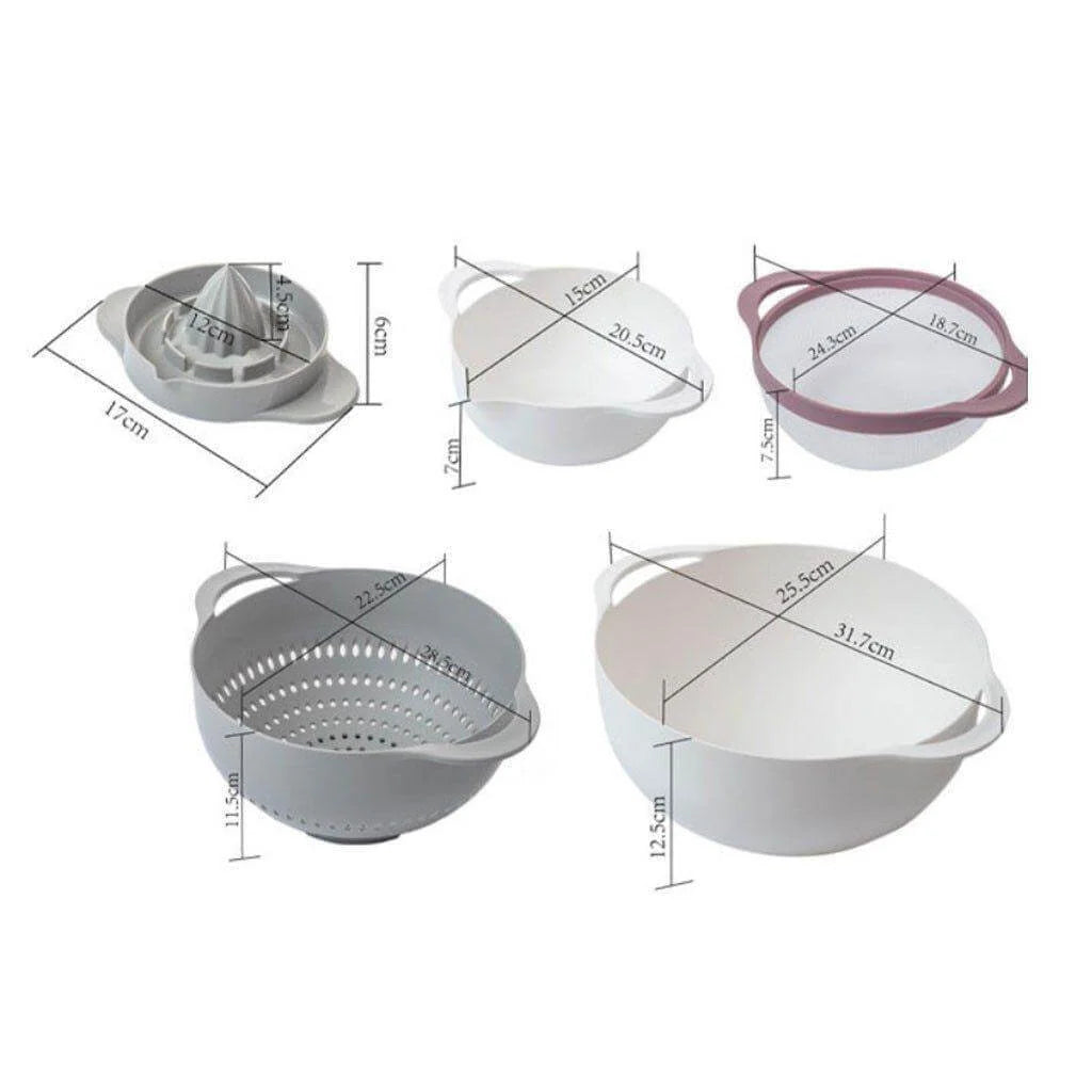 Kitchen Drainer Set Non-Slip Base 5-Piece