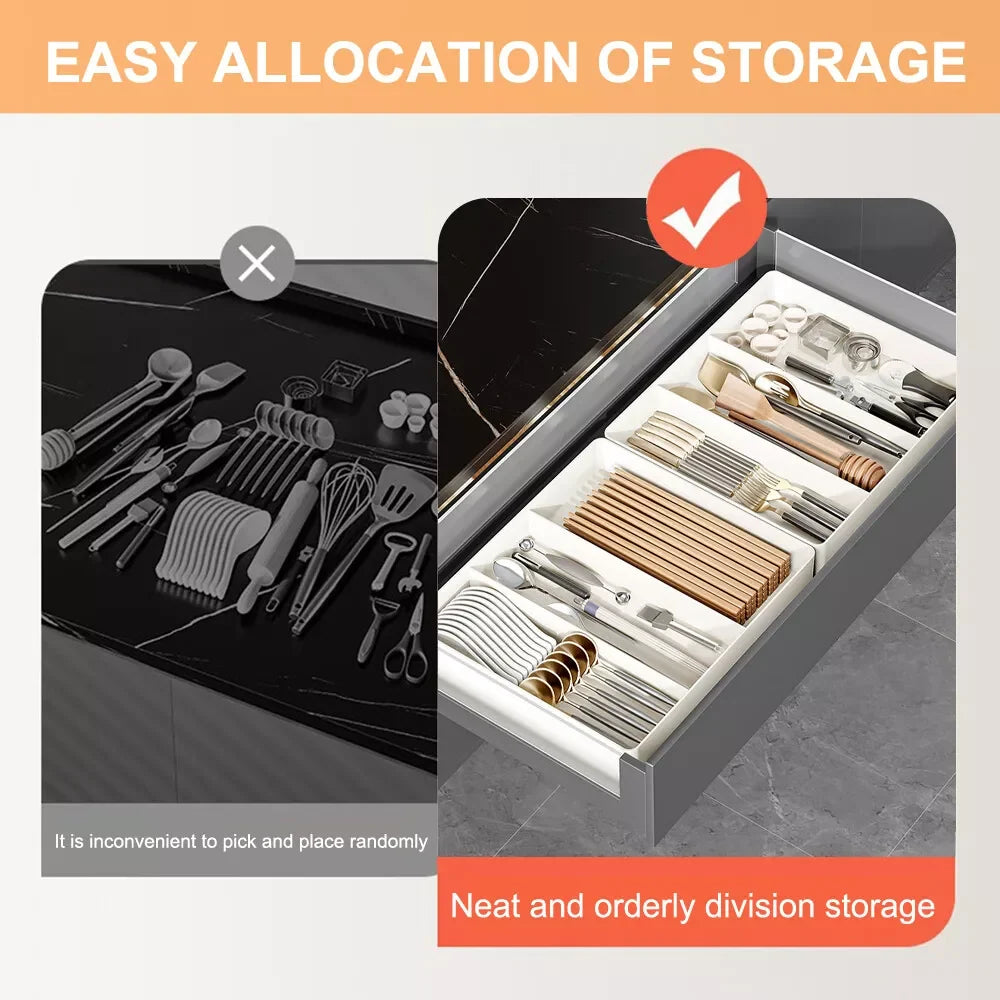 Kitchen Drawer Organizer 4-Side Expandable Adjustable Dividers
