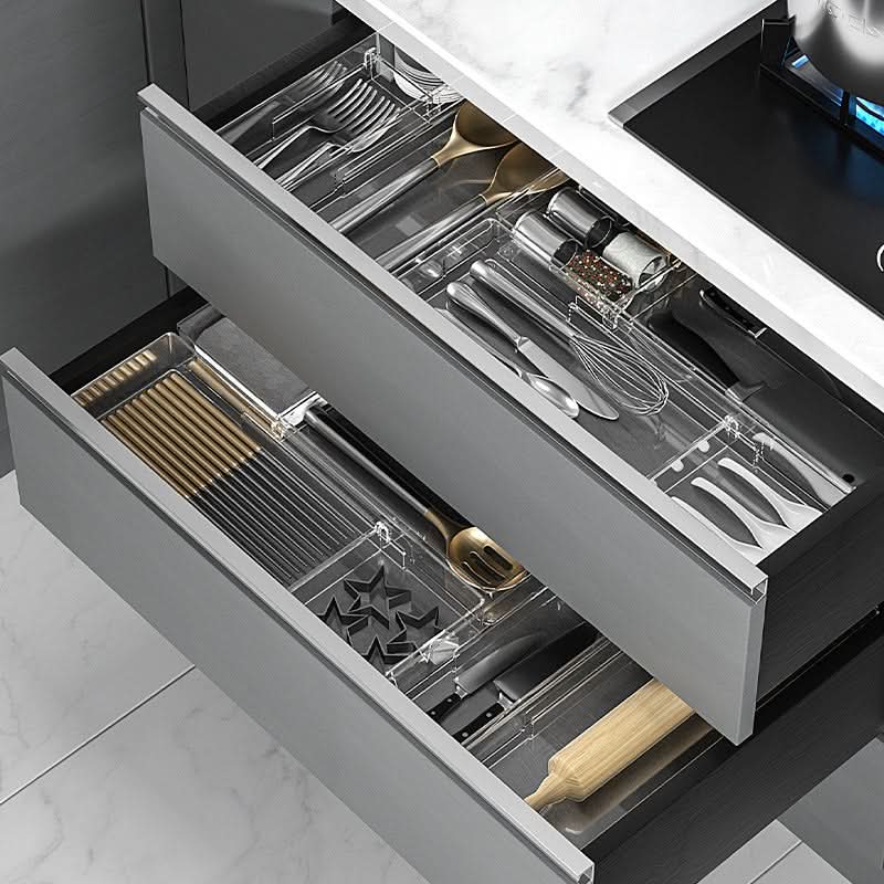 Kitchen Drawer Organizer Adjustable Compartments Durable Plastic