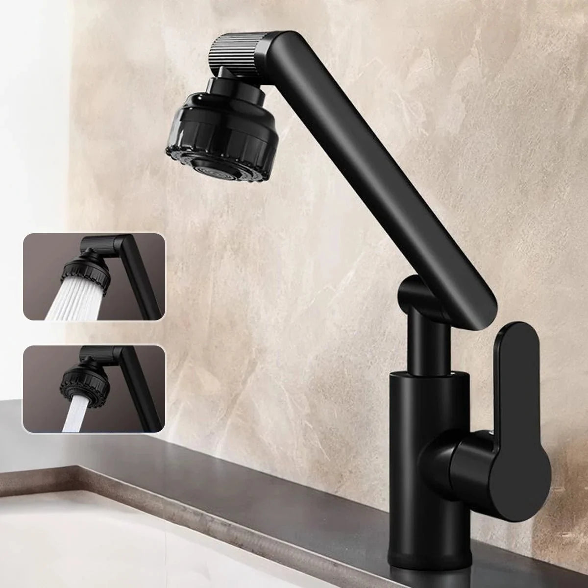 Kitchen Faucet Flexible 360° Swivel Dual Spray Modes