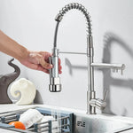 Kitchen Faucet Pull-Out Spray Head Dual-Swivel Spout Hot And Cold Mixer
