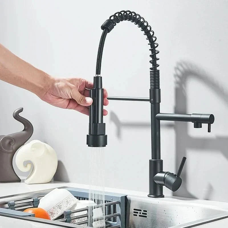 Kitchen Faucet Pull-Out Spray Head Dual-Swivel Spout Hot And Cold Mixer