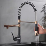 Kitchen Faucet Pull-Out Spray Head Dual-Swivel Spout Hot And Cold Mixer