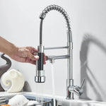 Kitchen Faucet Pull-Out Spray Head Dual-Swivel Spout Hot And Cold Mixer