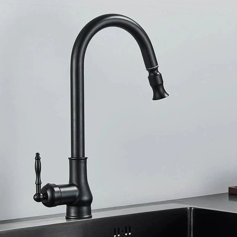 Kitchen Faucet Pull-Out Spray Head Solid Brass Antique Bronze Finish