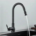 Kitchen Faucet Pull-Out Spray Head Solid Brass Antique Bronze Finish