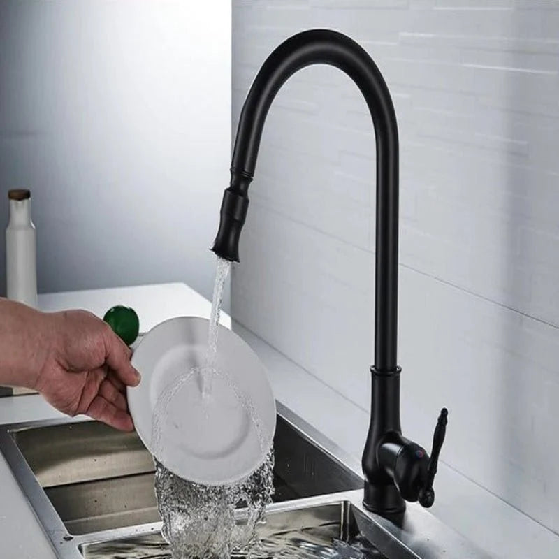 Kitchen Faucet Pull-Out Spray Head Solid Brass Antique Bronze Finish