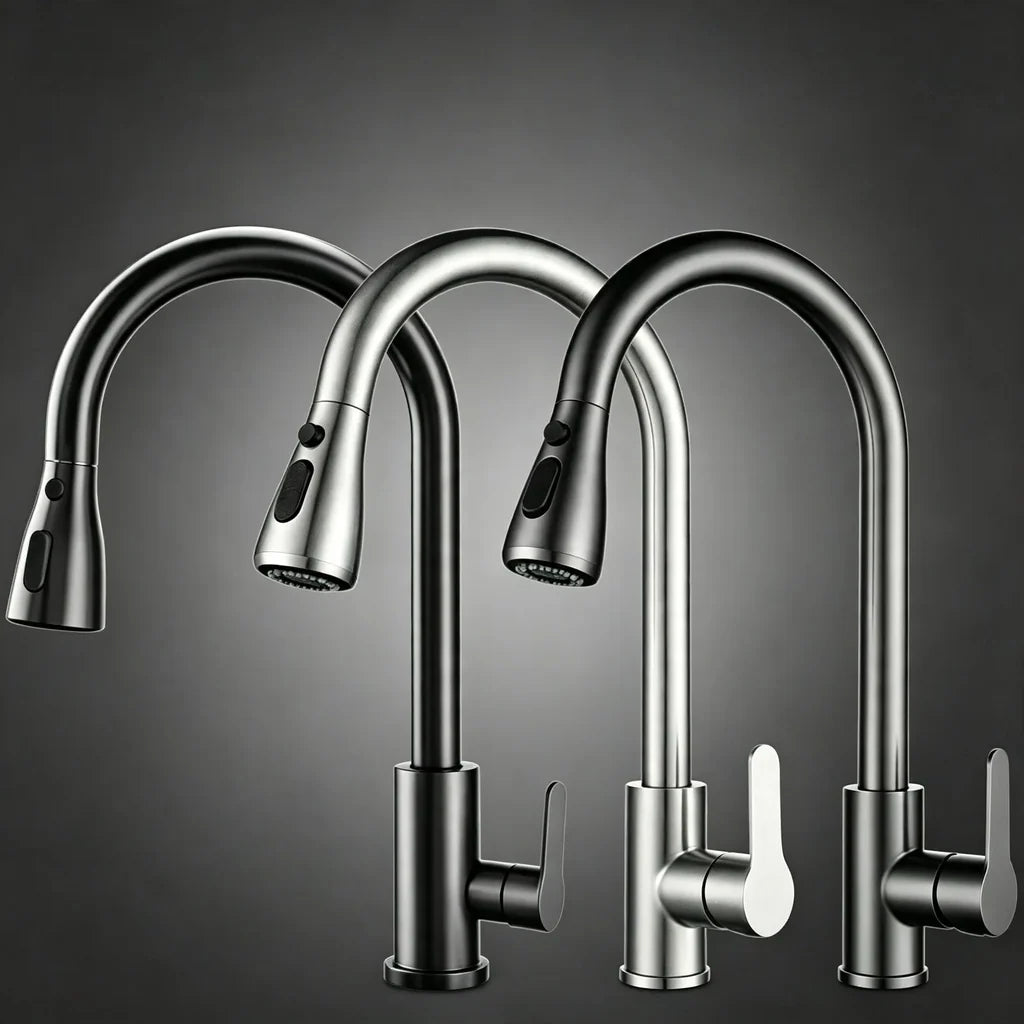 Kitchen Faucet Pull-Out Sprayer 3 Spray Modes Stainless Steel