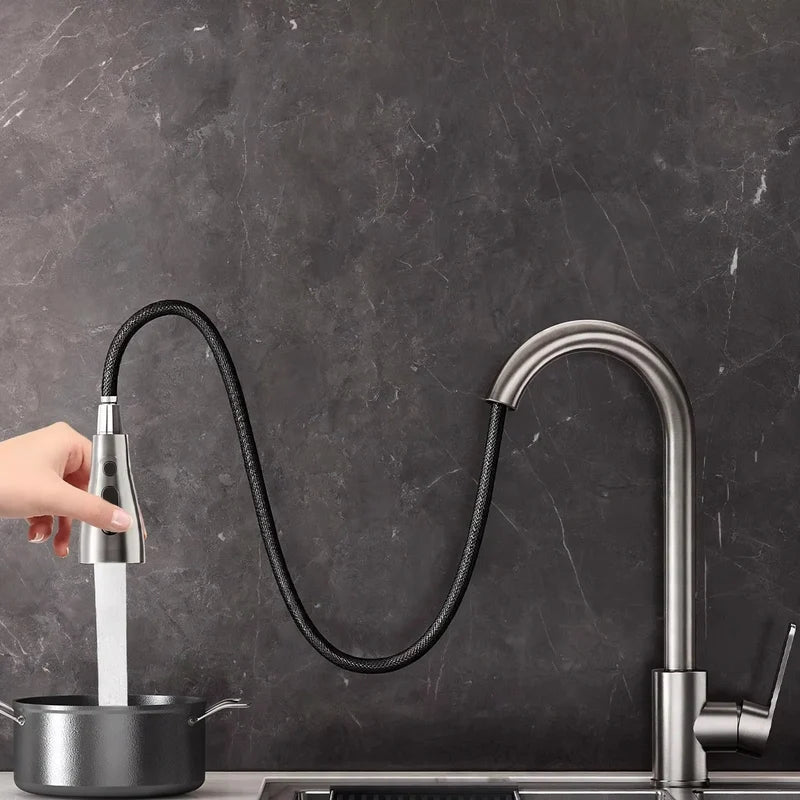 Kitchen Faucet Pull-Out Sprayer 3 Spray Modes Stainless Steel