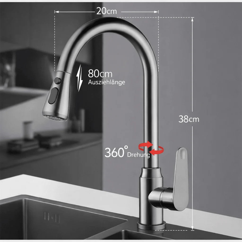 Kitchen Faucet Pull-Out Sprayer 360° Swivel Flexible Hose