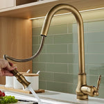 Kitchen Faucet Pull-Out Sprayer High-Arc Brass Construction