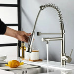 Kitchen Faucet Pull-Out Sprayer Stainless Steel Single-Lever Handle