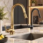 Kitchen Faucet Solid Brass Pull-Out Spray Head Pull-Down Spout