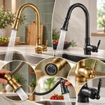 Kitchen Faucet Solid Brass Pull-Out Spray Head Pull-Down Spout