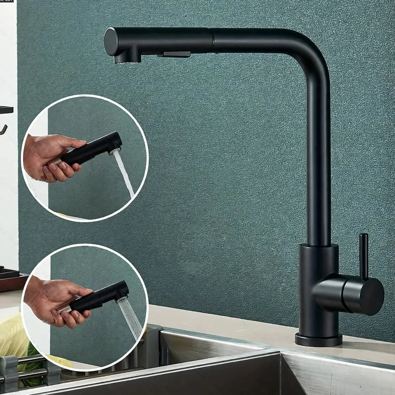 Kitchen Faucet Stainless Steel Ceramic Valve One-Handed Lever