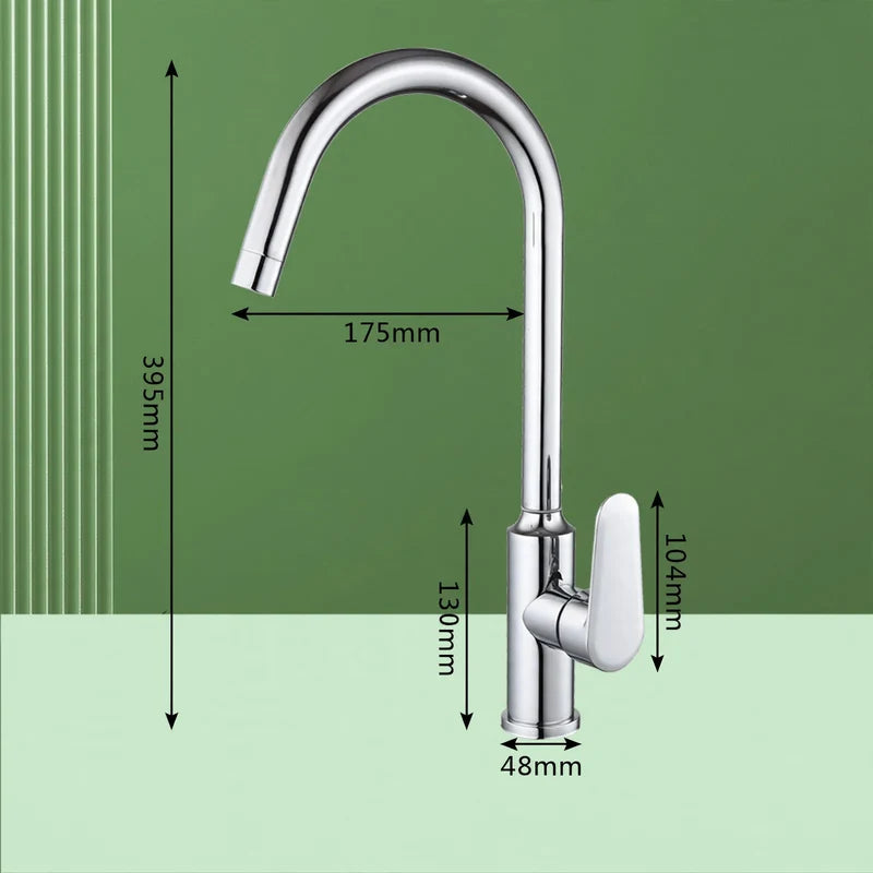 Kitchen Faucet Stainless Steel Ceramic Valve One-Handed Lever