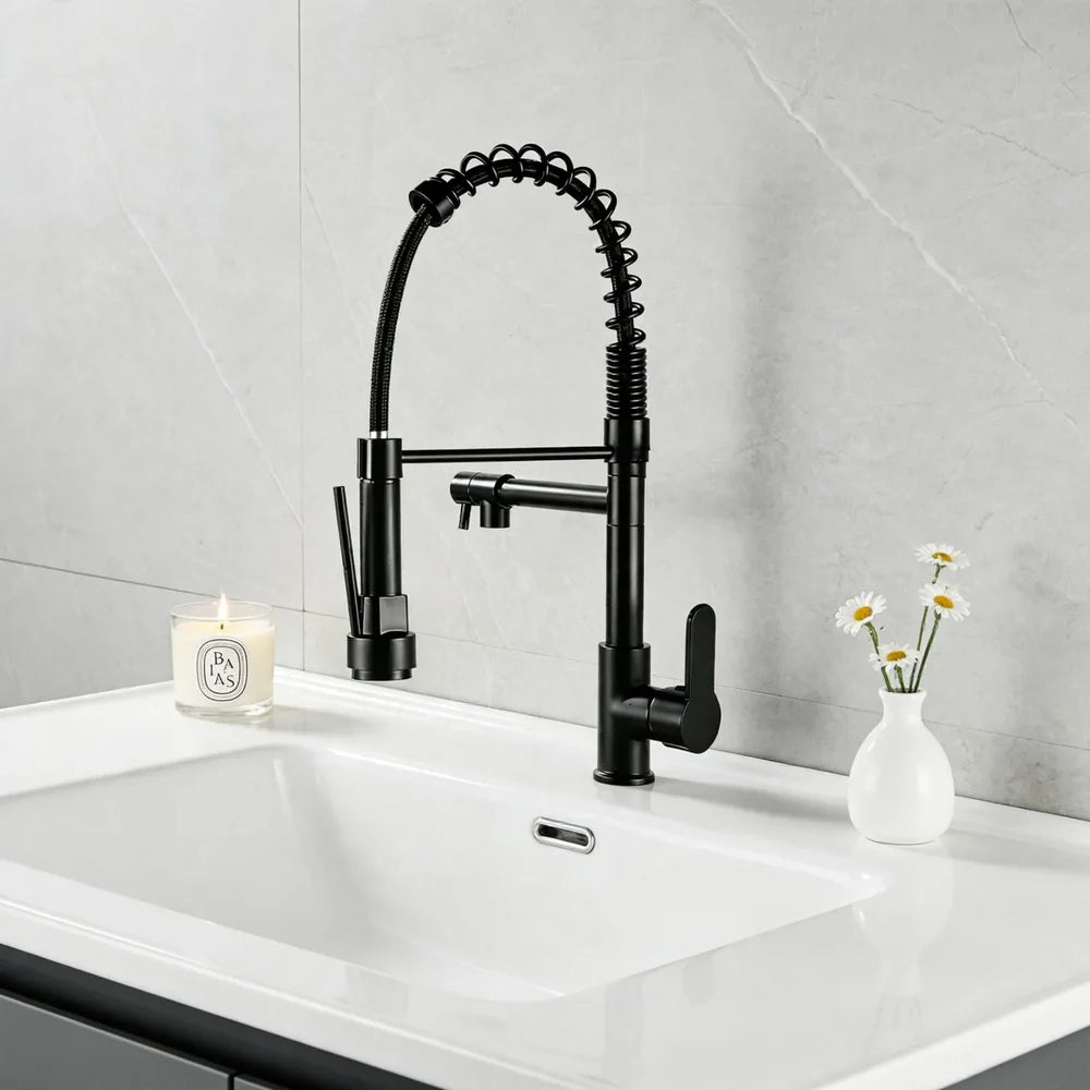 Kitchen Faucet Stainless Steel Ceramic Valve One-Handed Lever
