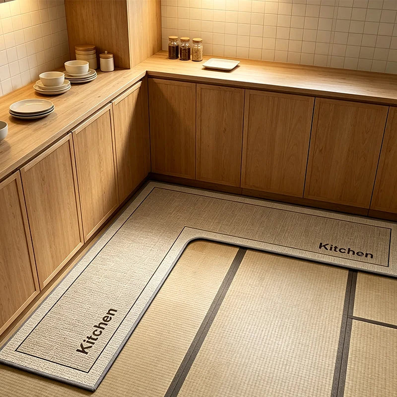 Kitchen Floor Mat L-Shaped Diatomite Absorbent Non-Slip