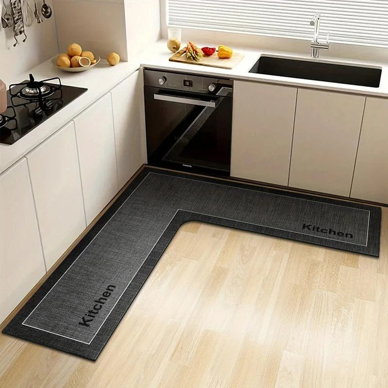 Kitchen Floor Mat L-Shaped Diatomite Absorbent Non-Slip