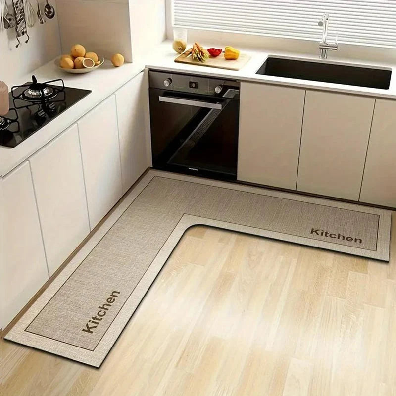 Kitchen Floor Mat L-Shaped Diatomite Absorbent Non-Slip
