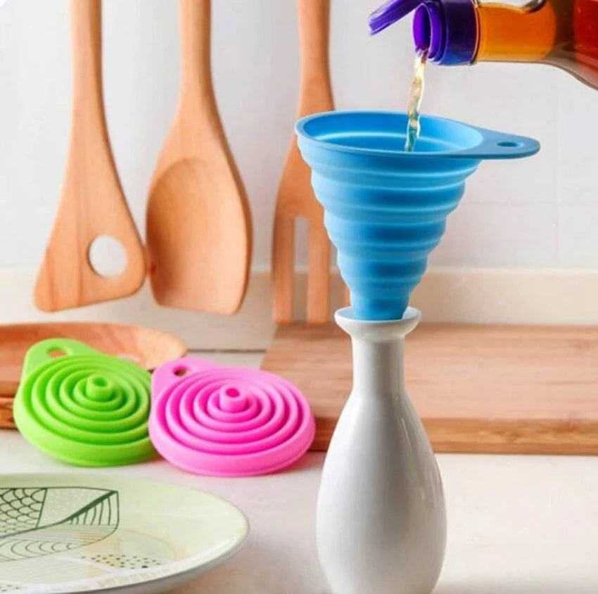 Kitchen Funnel Collapsible Heat-Resistant Silicone Dishwasher-Safe