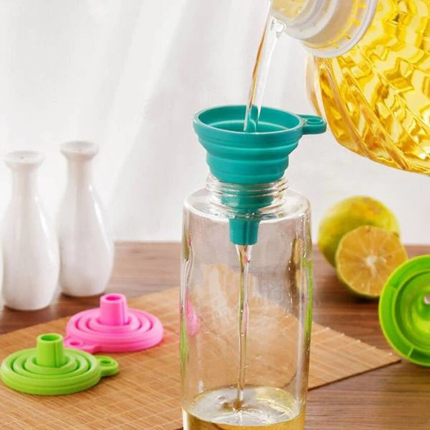 Kitchen Funnel Collapsible Heat-Resistant Silicone Dishwasher-Safe