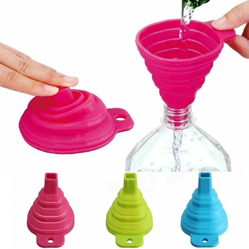 Kitchen Funnel Collapsible Heat-Resistant Silicone Dishwasher-Safe