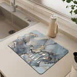 Kitchen Mat Marble Print Cushioned Non-Slip