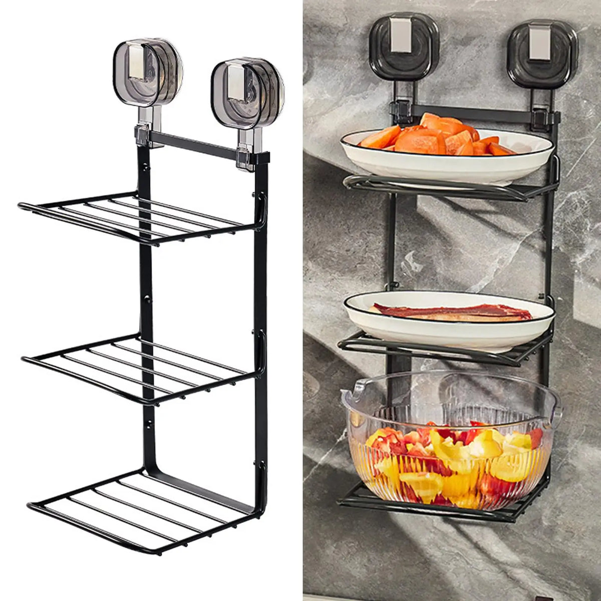 Kitchen Organizer Rack Wall-Mounted Foldable 3-Tier