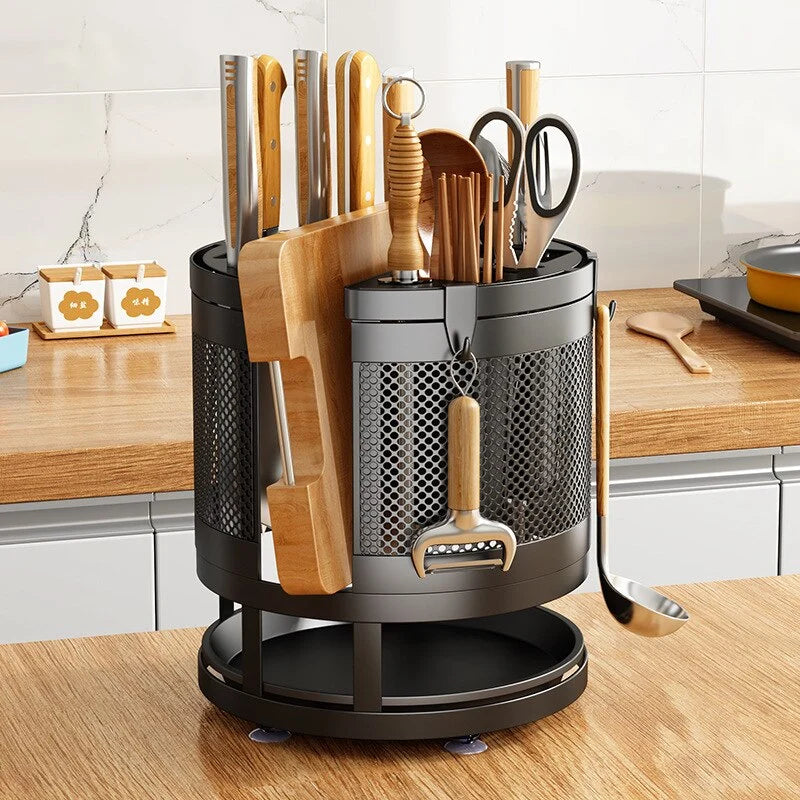 Kitchen Organizer Shelf Metal 360° Rotating Space-Saving
