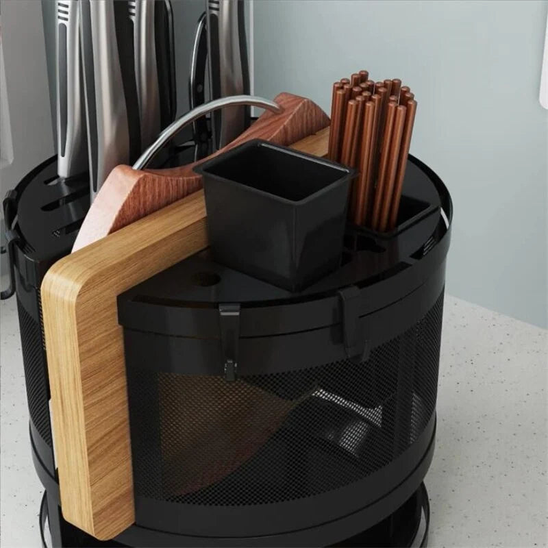 Kitchen Organizer Shelf Metal 360° Rotating Space-Saving