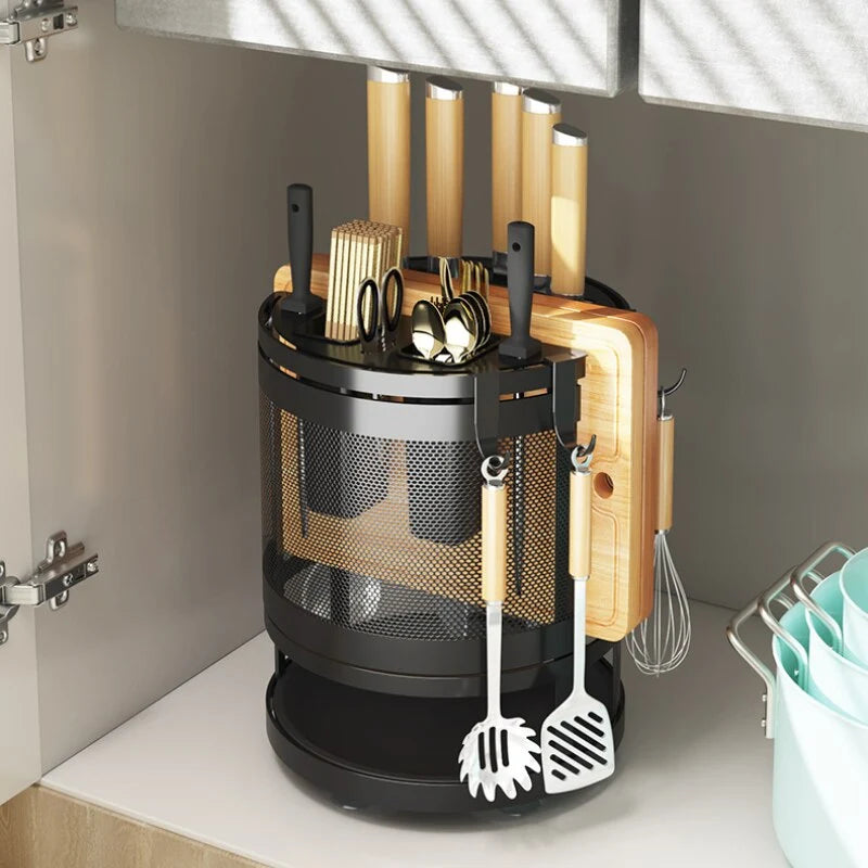 Kitchen Organizer Shelf Metal 360° Rotating Space-Saving