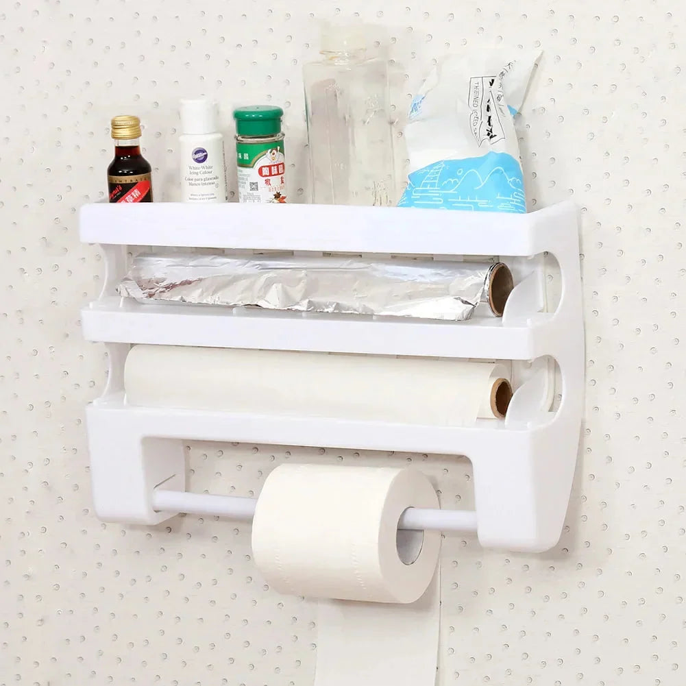 Kitchen Roll Holder 4-in-1 Wall-Mounted Foil Cutter