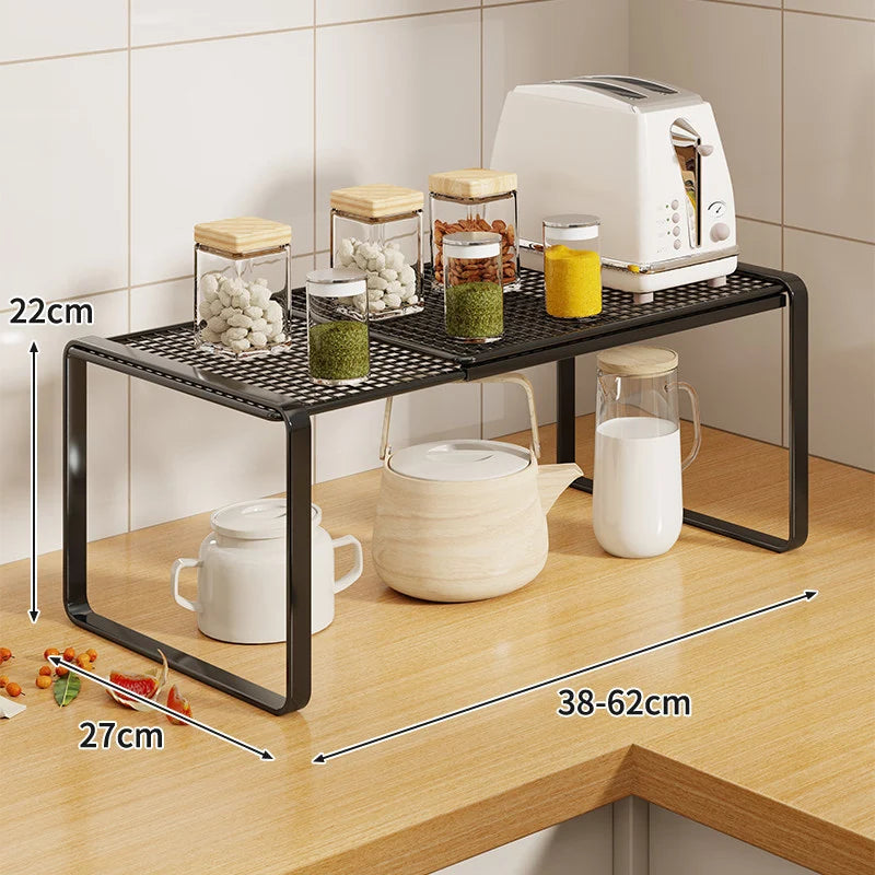 Kitchen Shelf Riser Expandable Ventilated Metal Mesh