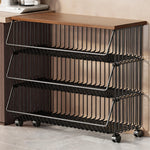 Kitchen Storage Cart Multi-Tier Ventilated Baskets Wood-Look Top