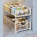 Kitchen Storage Organizer Two-Tier Pull-Out Wire Baskets