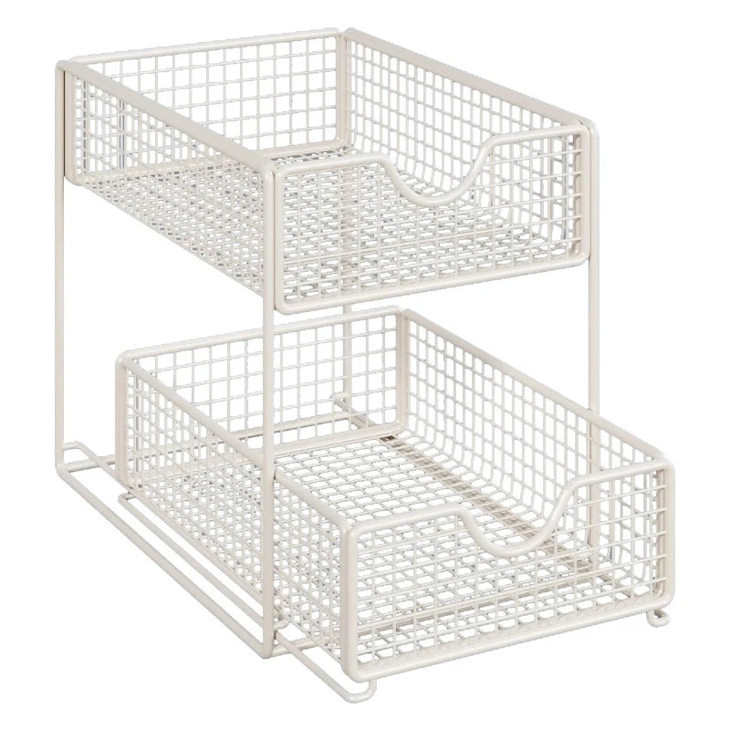 Kitchen Storage Organizer Two-Tier Pull-Out Wire Baskets